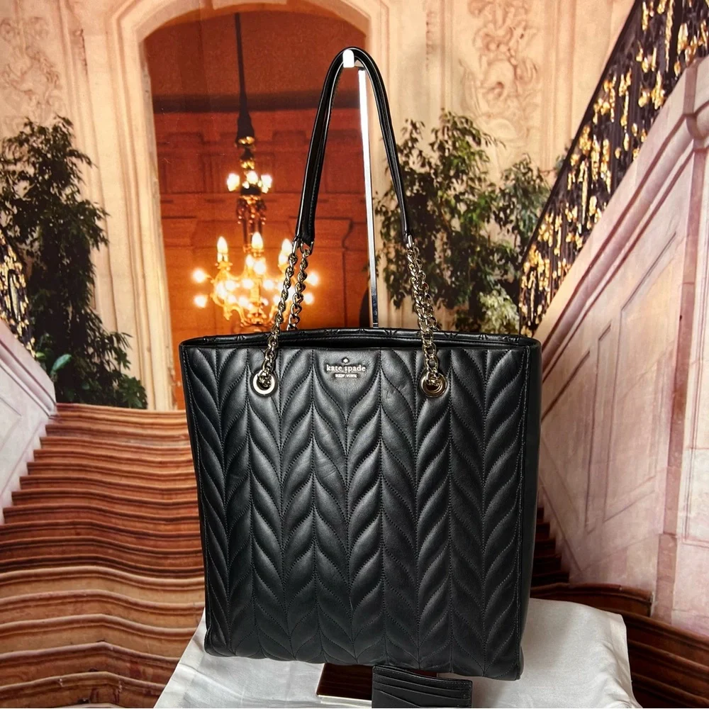 KATE SPADE Briar Lane Quilted Slim North South Tote Women's Leather Handbag - Picture 4 of 16